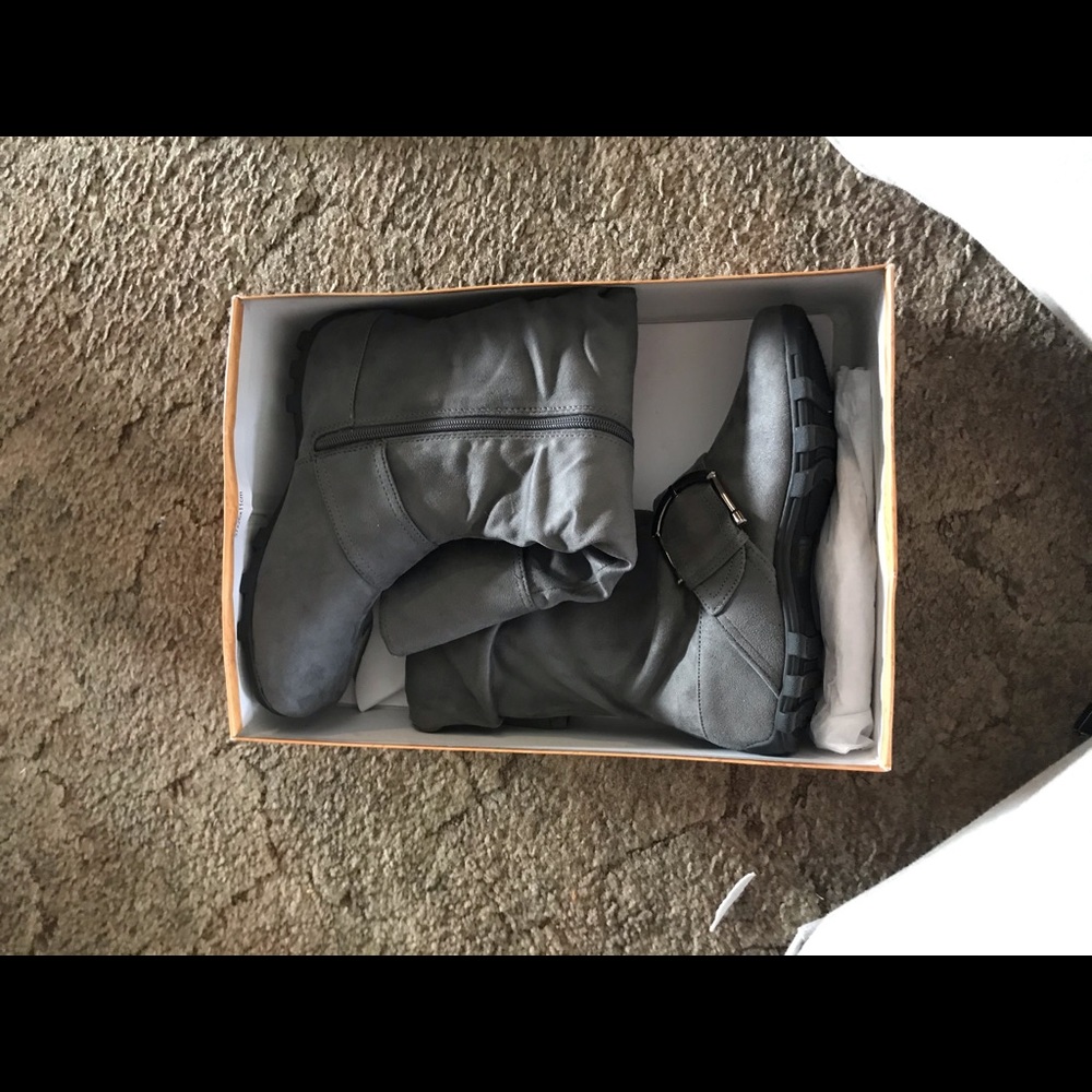 Brand new Grey below the knee boots